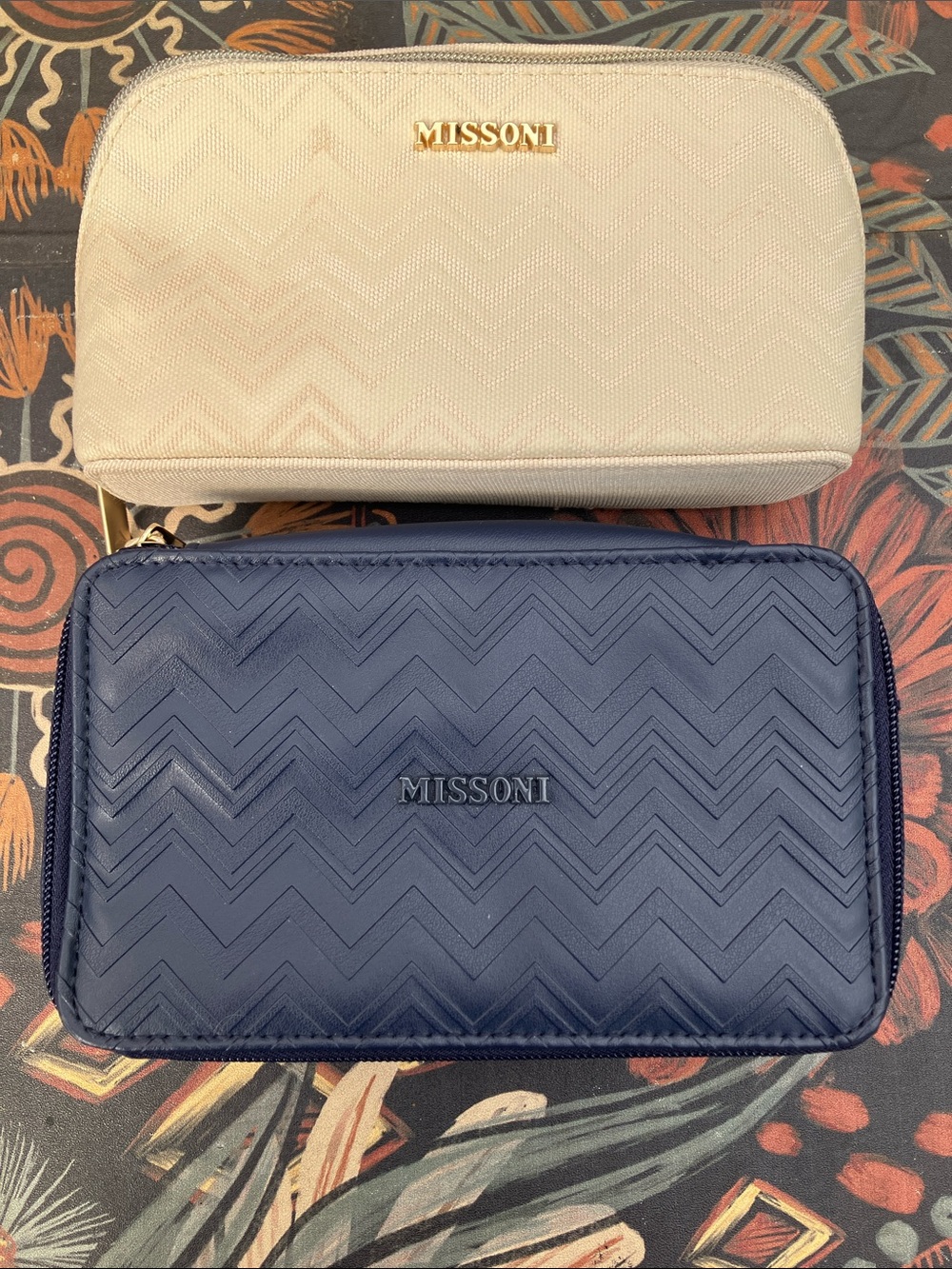 MISSONI Chevron Print Travel Cosmetic Cases